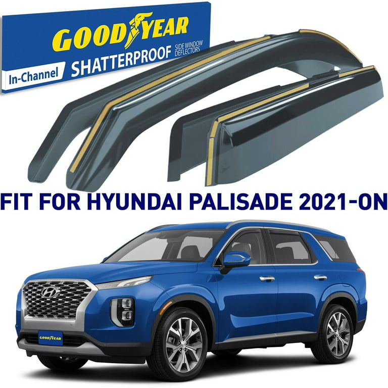 Goodyear Shatterproof in-Channel Window Deflectors for Hyundai Palisade  2021-2024, Rain Guards, Window Visors for Cars, Vent Deflector, Car