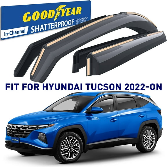Goodyear Shatterproof In-Channel Window Deflectors for Hyundai Tucson 2022-2025, Rain Guards, Window Visors for Cars, Vent Deflector, Car Accessories, 4 pcs - GY003485