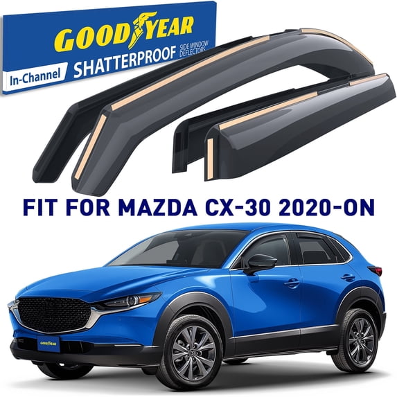 Goodyear Shatterproof in-Channel Window Deflectors for Mazda CX-30 2020-2025, Rain Guards, Window Visors for Cars, Vent Deflector, Car Accessories, 4 pcs - GY007842