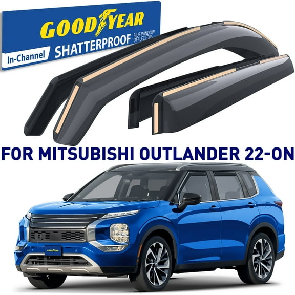 Goodyear Shatterproof in-Channel Window Deflectors for Mitsubishi Outlander 2022-2026, Rain Guards, Window Visors for Cars, Vent Deflector, Car Accessories, 4 pcs - GY008026
