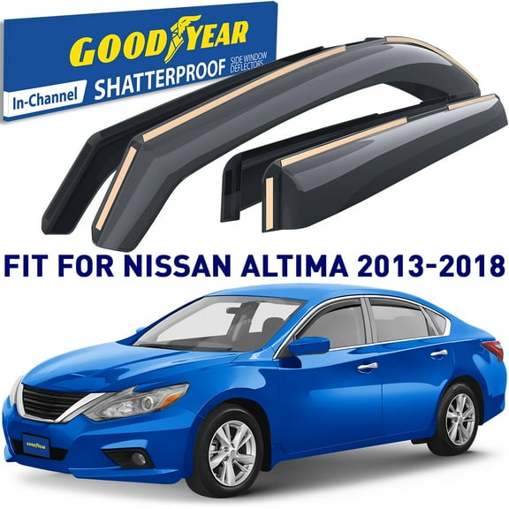 Goodyear Shatterproof in-Channel Window Deflectors for Nissan Altima 2013-2018, Rain Guards, Window Visors for Cars, Vent Deflector, Car Accessories, 4 pcs - GY003483