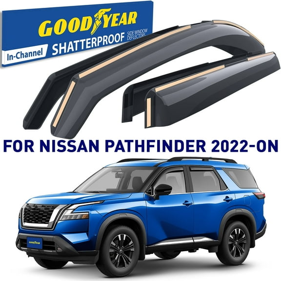 Goodyear Shatterproof in-Channel Window Deflectors for Nissan Pathfinder 2022-2026, Rain Guards, Window Visors for Cars, Vent Deflector, Car Accessories, 4 pcs - GY008188