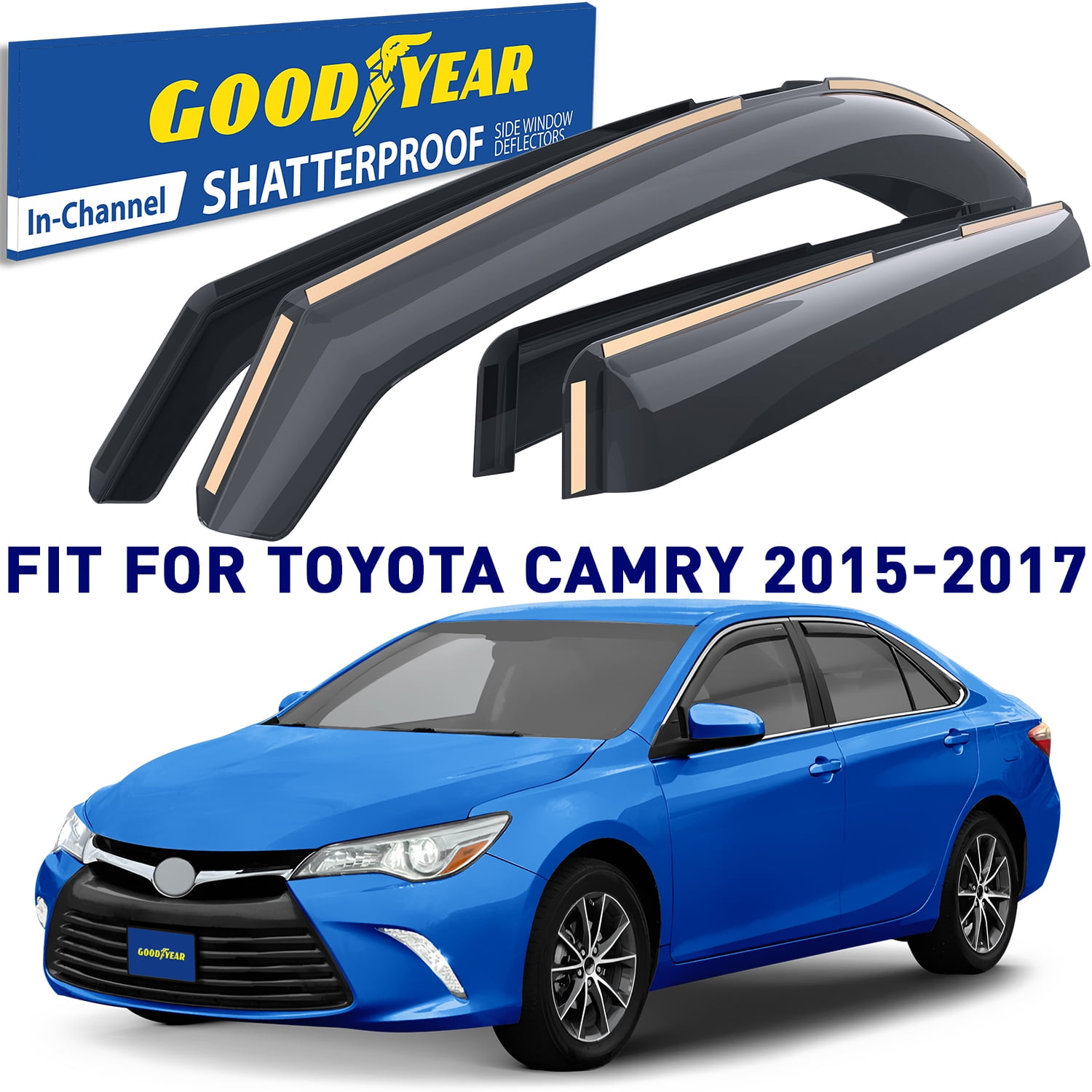 Goodyear Shatterproof in Channel Window Deflectors for Toyota Camry 2015 2017 Rain Guards Window Visors for Cars Vent Deflector Car Accessories 4