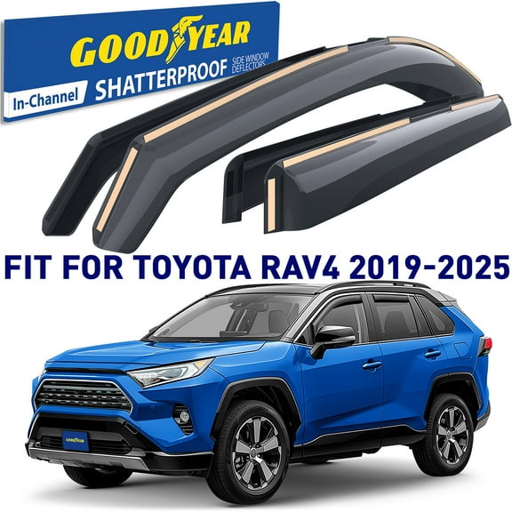 Goodyear Shatterproof in-Channel Window Deflectors for Toyota RAV4 2019-2025, Rain Guards, Window Visors for Cars, Vent Deflector, Car Accessories, 4 pcs - GY003431LPf2