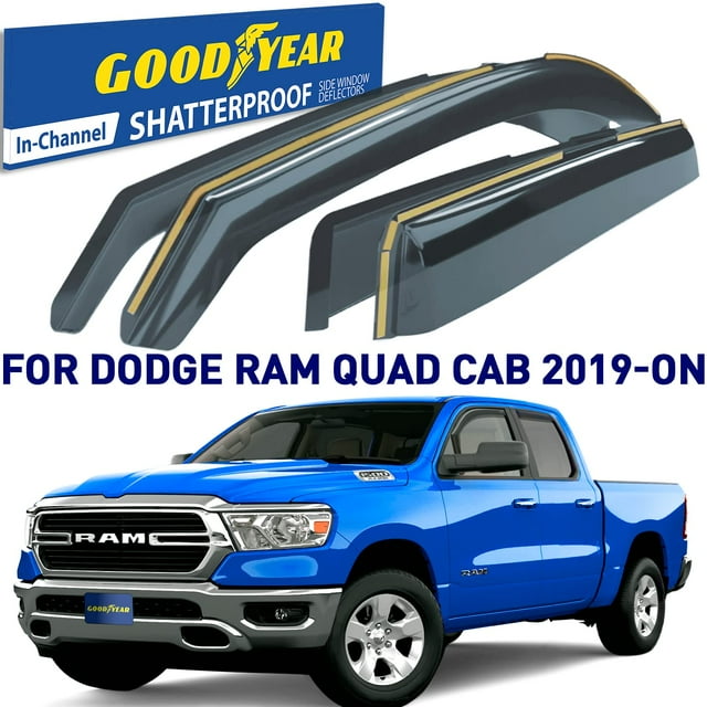 Goodyear Shatterproof inChannel Window Deflectors for Trucks Dodge RAM 1500 20192024 Quad Cab