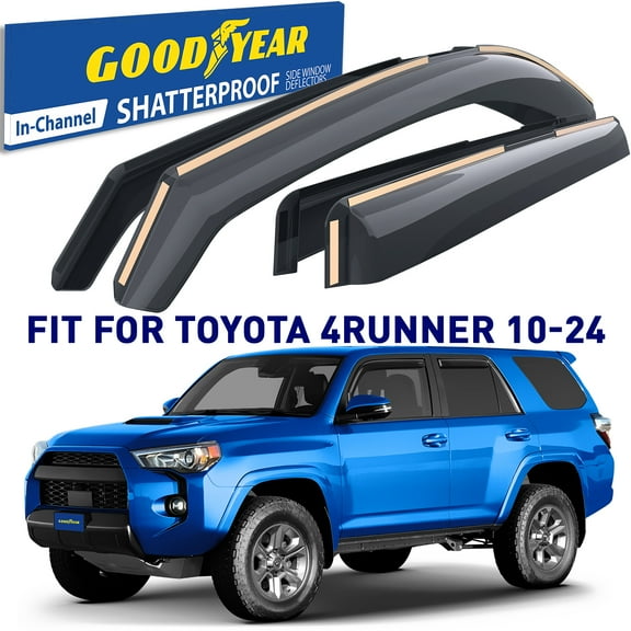 Goodyear Shatterproof in-Channel Window Deflectors for Trucks Toyota 4Runner 2010-2024, Rain Guards, Window Visors for Cars, Vent Deflector, Car Accessories, 4 pcs- GY003422LP