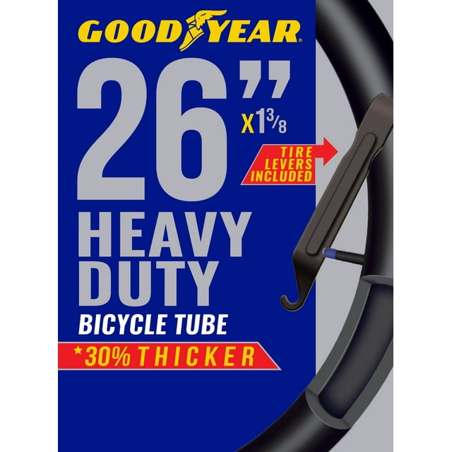 (4 pack) Goodyear Tires 26 in. x 1 3/8 Heavy Duty Bike Tube, Black