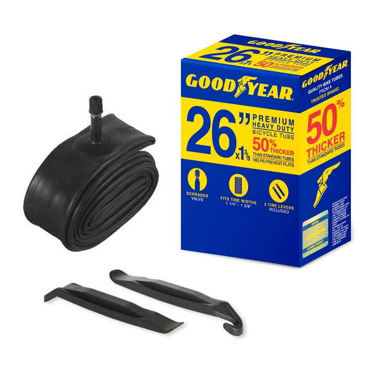 Goodyear Tires 26 in. x 1 3 8 Heavy Duty Bike Tube Black Standard Schader Valve