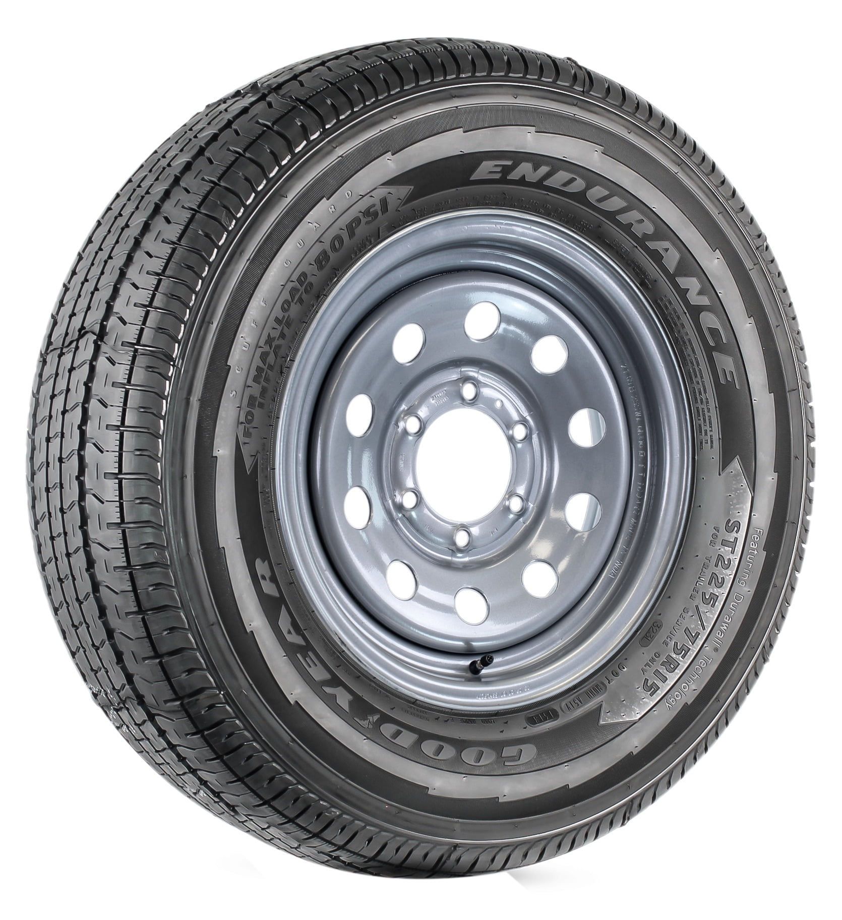 Trailer Tire Fits Goodyear Endurance ST225 75R15 225 75R15 LRE Silver Goodyear Trailer Tire Endurance ST225 75R15 225 75R15 LRE Silver Modular Rim 6 Lug 6522a888 0a44 4d73 83c8 