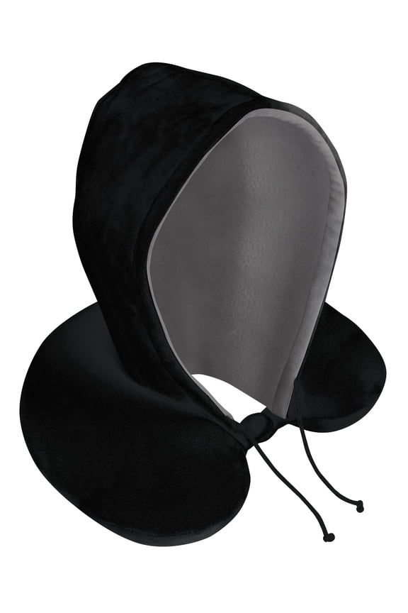 Hooded Memory Foam Neck Pillow, Black
