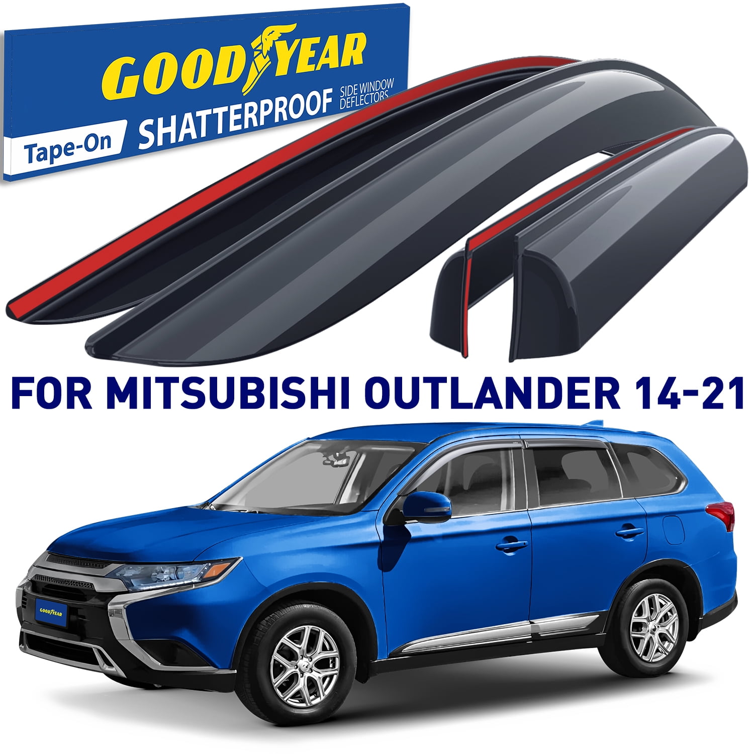 Goodyear shatterproof Side Window deflectors for Mitsubishi Outlander ...