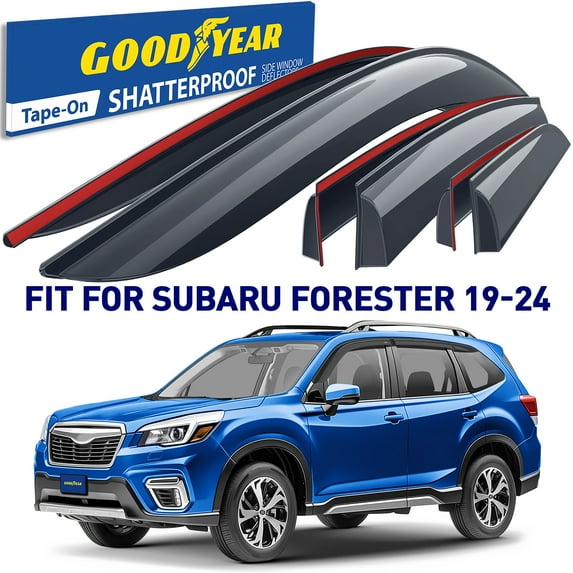 Goodyear shatterproof Window Deflectors for Subaru Forester 2019-2024 Base, Tape-on Rain Guards, Window Visors, Vent Deflector Visor, Car Accessories, 6 pcs. - GY008702