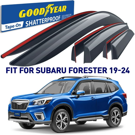 Goodyear shatterproof Window Deflectors for Subaru Forester 2019-2024 Base, Tape-on Rain Guards, Window Visors, Vent Deflector Visor, Car Accessories, 6 pcs. - GY008702