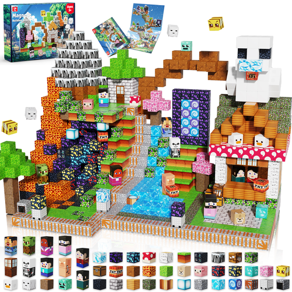 Magnetic Blocks - 150PCS Magnetic Building Blocks Cubes Adventurer, Toy Building Set for Kids, Magnets Stacking Construction Birthday Gifts for Boys Girls Age 4-8, 8-12