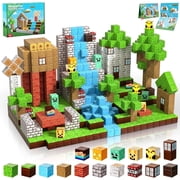 Annexfun Magnetic Blocks-100PCS كتل بناء مغناطيسية تكديس ألعاب المكعب المغناطيسي، مجموعة Build Forest World، ألعاب STEM Montessori الحسية للأطفال الأولاد والبنات العمر 3 4 5 6 7 8 9 10 هدايا عيد ميلاد