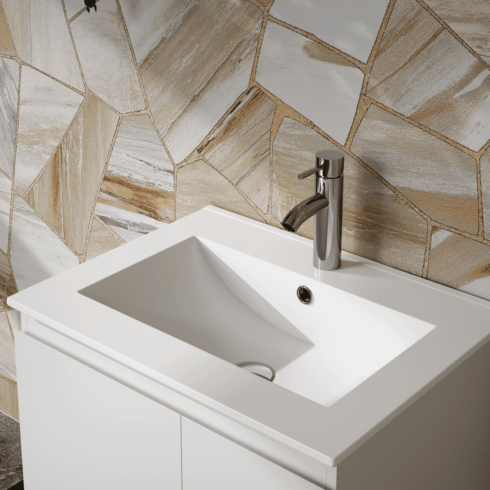 Goodyo 24" Ceramic Wash Sink Drop in for Bathroom Cabinets, White