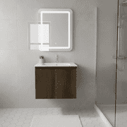 Goodyo 24 in Bathroom Vanity, Wall-mounted Sink Cabinet Combo, Floating Ample Storage, Towel Rack, Walnut Deep No Faucet Drain