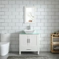 thumbnail image 1 of Goodyo 30" White Bathroom Vanity and Sink Combo MDF Wood Glass Top Heighten Cabinet w/Mirror Faucet and Drain, 1 of 9