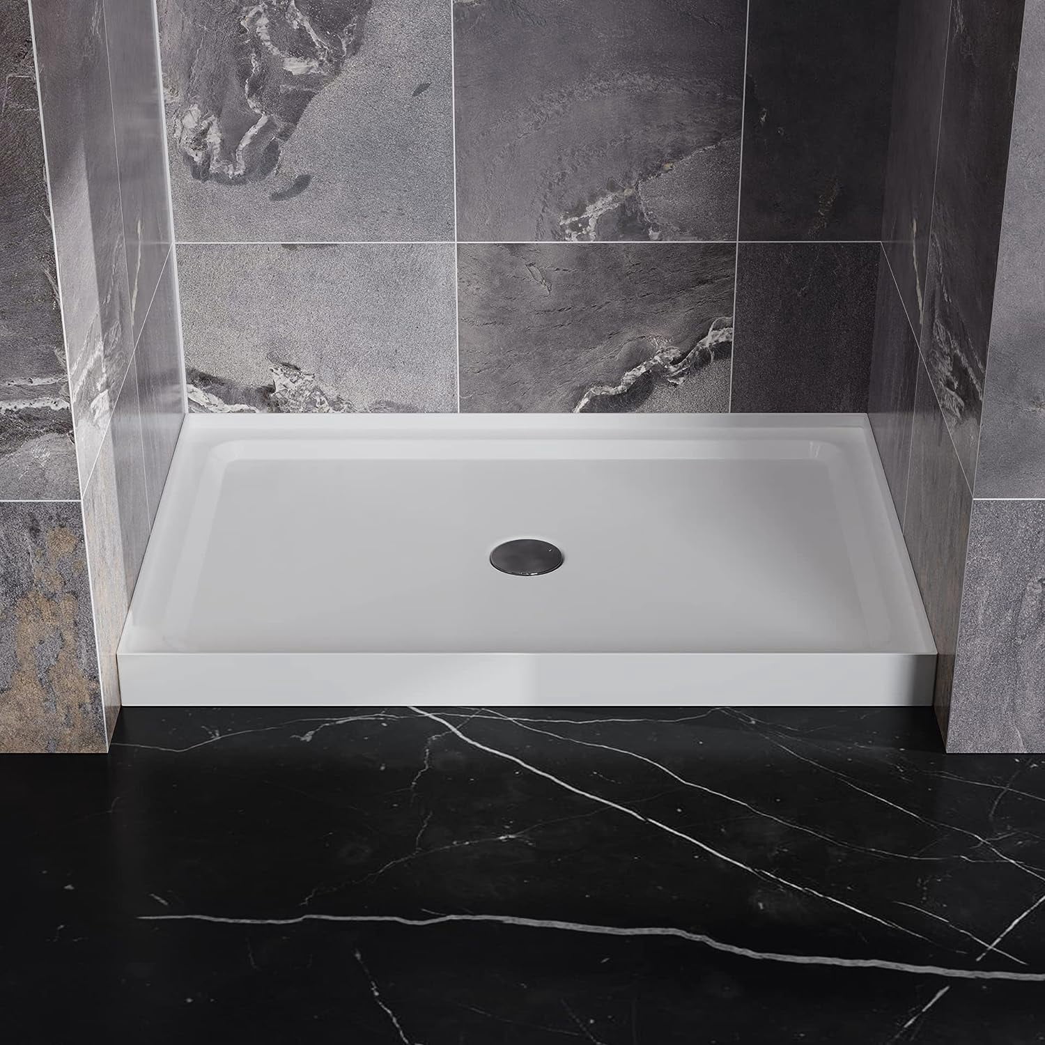 Goodyo 32" x 48" Acrylic Shower Base with Center Drain, No Threshold ...