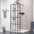 thumbnail image 1 of Goodyo 34" X 72" Shower Door Walk-in Clear Tempered Glass  Shower Screen Fixed Black Finish Aluminum Framed, 1 of 7