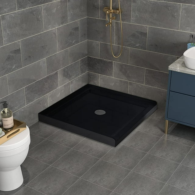 "Goodyo Black Acrylic 36"" x 36"" Shower Base, Single Threshold, Center