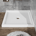 thumbnail image 1 of Goodyo 36"x36" Shower Base 3.3" Height Anti-slip Acrylic Center Drain Double Threshold Shower Basin in White, 1 of 3