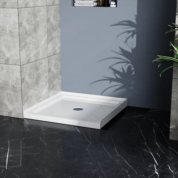 Goodyo 36x36 in Shower Base, Centered Drain Single-Threshold Shower Pan, White
