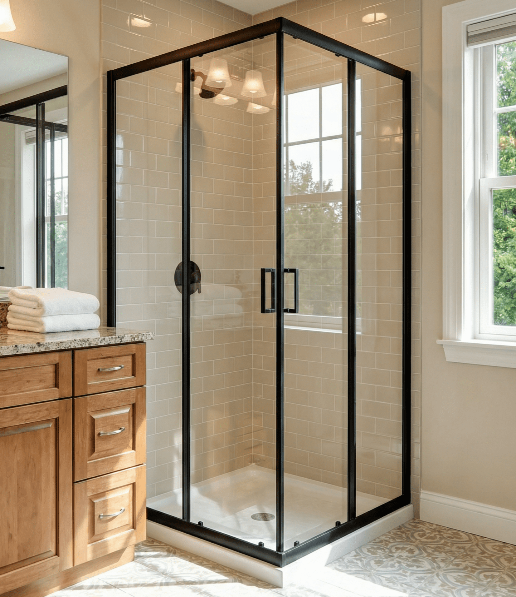 Goodyo Corner Shower Door ,  36 in.D x 36 in. W x 72 in. H Sliding Shower Enclosure 1/4 in. Clear Tempered Glass Panels for Small Bathroom (No  Shower Base)