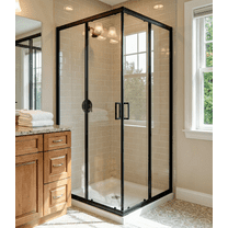 Goodyo Corner Shower Door ,  36 in.D x 36 in. W x 72 in. H Sliding Shower Enclosure 1/4 in. Clear Tempered Glass Panels for Small Bathroom (No  Shower Base)