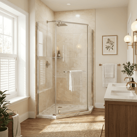 Goodyo Corner Shower Enclosure 36 in.D x 36 in. W x 72 in. H, Neo-Angle Pivot Frameless Shower Door, Clear Tempered Glass, Chrome