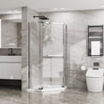 thumbnail image 1 of Goodyo Neo-Angle Frameless Shower Door 36 in. D x 36 in. W x 72 in. H Corner Shower Enclosure with White Acrylic Shower Base Combo, Pivot Shower Door in Chrome Finish, 1 of 6