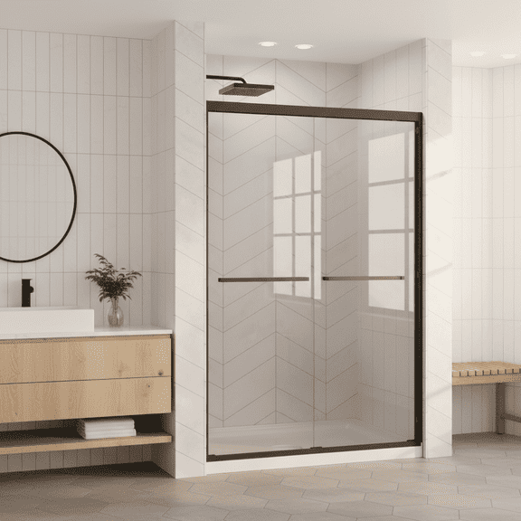 Goodyo Shower Enclosure 32 in.D x 48 in. W x 72 in. H, Sliding Shower Door with Shower Base White, Clear Tempered Glass,Matte Black Towel Bar Handle