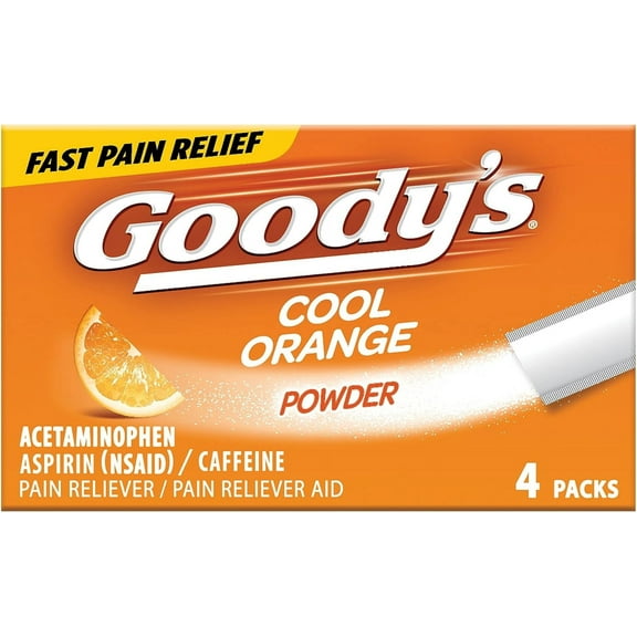 Goodys Extra Strength Headache Powder, Cool Orange Flavor, Dissolve Packs, 4 Ea, 3 Pack