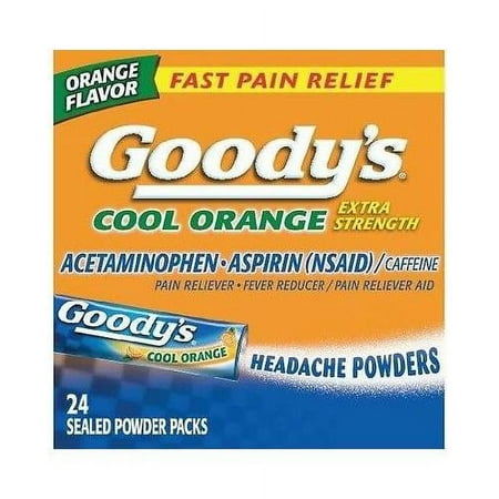 Goodys Fast pain Relief Extra Strength headache Powders, Cool Orange, 24 Ea