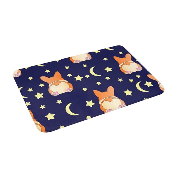 Goofa 16"x24" Inches Corgi Lying With Moons And Stars Doormats for Outdoor Entrance - Non-Slip Welcome Mat, Heavy Duty Door Mats Outdoor, Spring Doormat