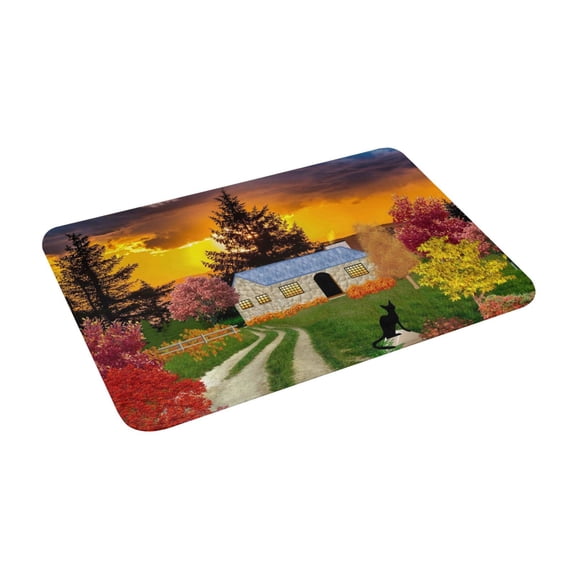 Goofa 16"x24" Inches Fall Village Scenery Doormats for Outdoor Entrance - Non-Slip Welcome Mat, Heavy Duty Door Mats Outdoor, Spring Doormat