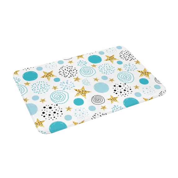 Goofa 16"x24" Inches Gold Stars Blue Dots Pattern Doormats for Outdoor Entrance - Non-Slip Welcome Mat, Heavy Duty Door Mats Outdoor, Spring Doormat