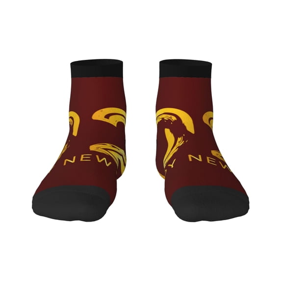 Goofa 2025 New Year 4 Pattern Non Slip Socks with Grips for Elderly, Crew Socks Yoga Hospital Socks Cushioned Sole Gripper Socks for Men Women