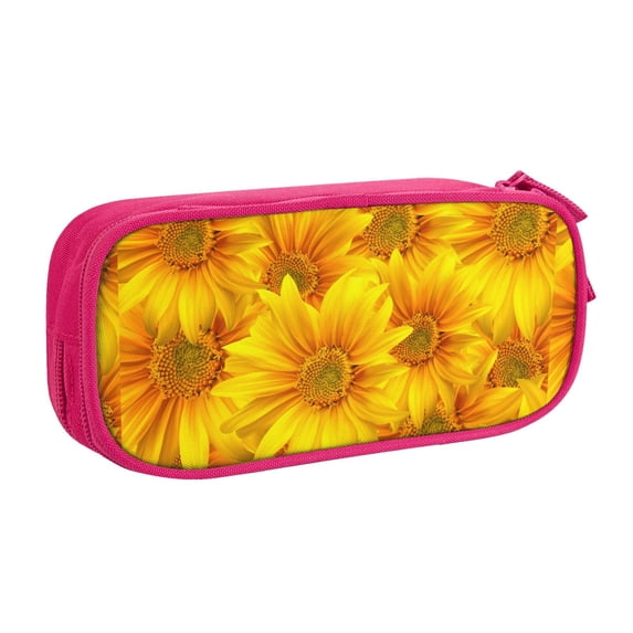 Goofa 3D Sunflowers Pattern Big Capacity Pencil Pen Case Office College Large Storage High Capacity Bag Pouch Holder Box Organizer