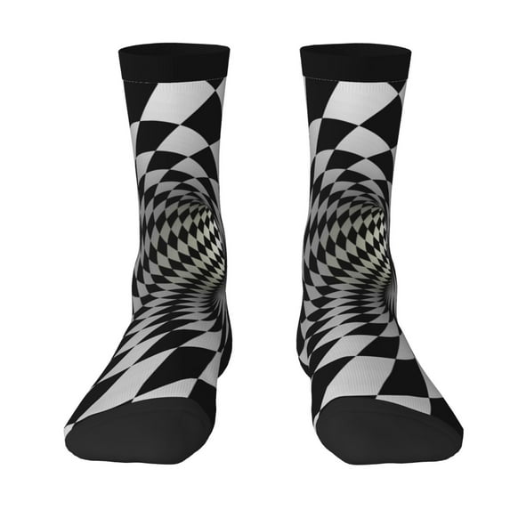 Goofa 3D Vortex Illusion Printed Men's Crew Socks, Soft Durable Breathable Moisture-Wicking with Odor Control Cotton socks