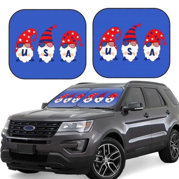 Goofa 4th of July Gnomes Pattern 2 Piece Car Windshield Sun Shade Foldable | Front Windshield Shade for Sun, Heat and UV Rays | Sunshade for Car Front Window-Small