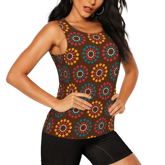 Goofa 60s and 70s Aesthetic1 Printed Womens Workout Tops for Women Sleeveless Yoga Shirts Athletic Running Tank Tops Sleeveless Gym Clothes Workout Apparel-Small