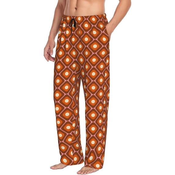 Goofa 60s and 70s Aesthetic Printed Soft Pajama Pants for Men, Wide Leg Comfy Casual Lounge Yoga Pants-Medium