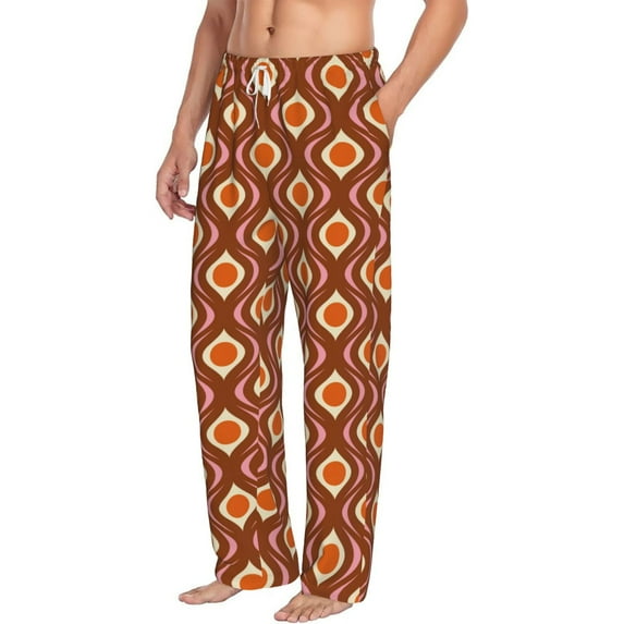 Goofa 70's Retro Printed Soft Pajama Pants for Men, Wide Leg Comfy Casual Lounge Yoga Pants-XX-Large