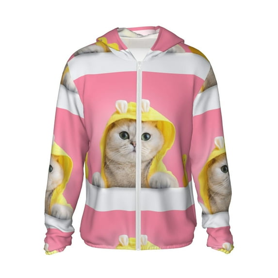 Goofa A Funny Cat Printed Women's UPF 50+ Sun Protection Hoodie Jacket Lightweight Long Sleeve Sun Shirt for Women with Pocket Hiking Outdoor-3X-Large