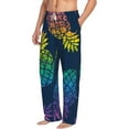 thumbnail image 1 of Goofa Abstract Bright Pineapple Fruit Retro Printed Soft Pajama Pants for Men, Wide Leg Comfy Casual Lounge Yoga Pants-Large, 1 of 9