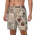thumbnail image 1 of Goofa Abstract Coffee Pattern With Letters Printed Men's Swim Trunks Board Shorts Quick Dry Mens Swimming Trunks with Compression Liner,Breathable Fit Hawaii Beach Shorts-X-Large, 1 of 9