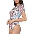 thumbnail image 1 of Goofa Abstract Floral Printed Women Rash Guard Short Sleeve,Tummy control Swimsuit Surfing Swimsuit Bathing Suit One Piece Swimsuit UPF 50-Small, 1 of 9
