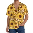 thumbnail image 1 of Goofa Abstract Leopard Print Sunflower Printed Men's Casual Short-sleeved Shirt,Lightweight Breathable Button-down,Summer Casual men's top,Versatile Fashion shirt-Small, 1 of 7