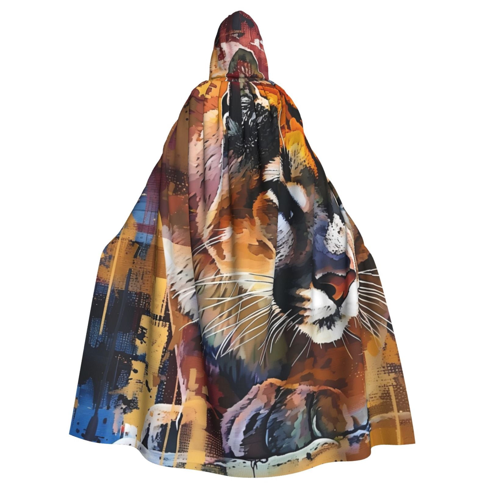 Goofa Abstract Lion Painting Pattern Hooded Cloak, Halloween Costume ...